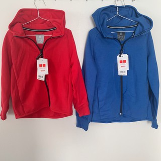 SALE – ÁO KHOÁC NỈ BÉ TRAI & GÁI – UNIQLO KIDS – SIZE 5 - 8 TUỔI (110 - 130 CM) – CÓ MŨ – ĐỎ, XANH – 2 TÚI TRƯỚC - XÁCH