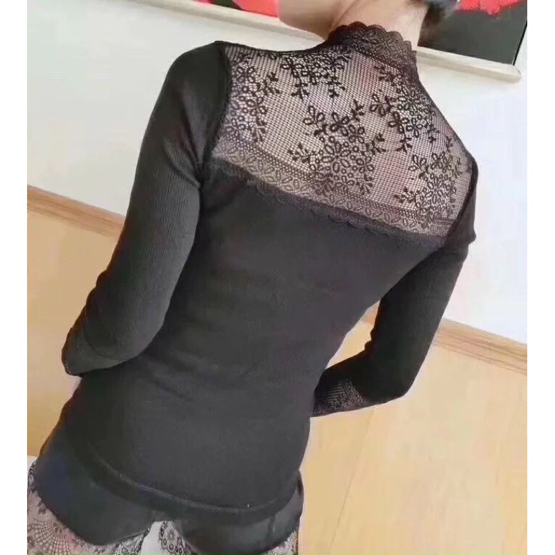 ÁO GIỮ NHIỆT LÓT LÔNG CỔ VÀ TAY REN