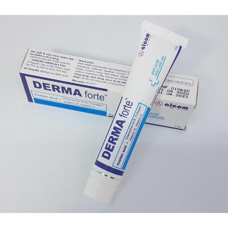 Derma Forte Gel Advanced 15g Giảm Các Loại Mụn Trứng Cá/Mờ Sẹo/Dưỡng Trắng Da/Giúp Căng Bóng Mềm Mịn - Ộp Ộp Bí