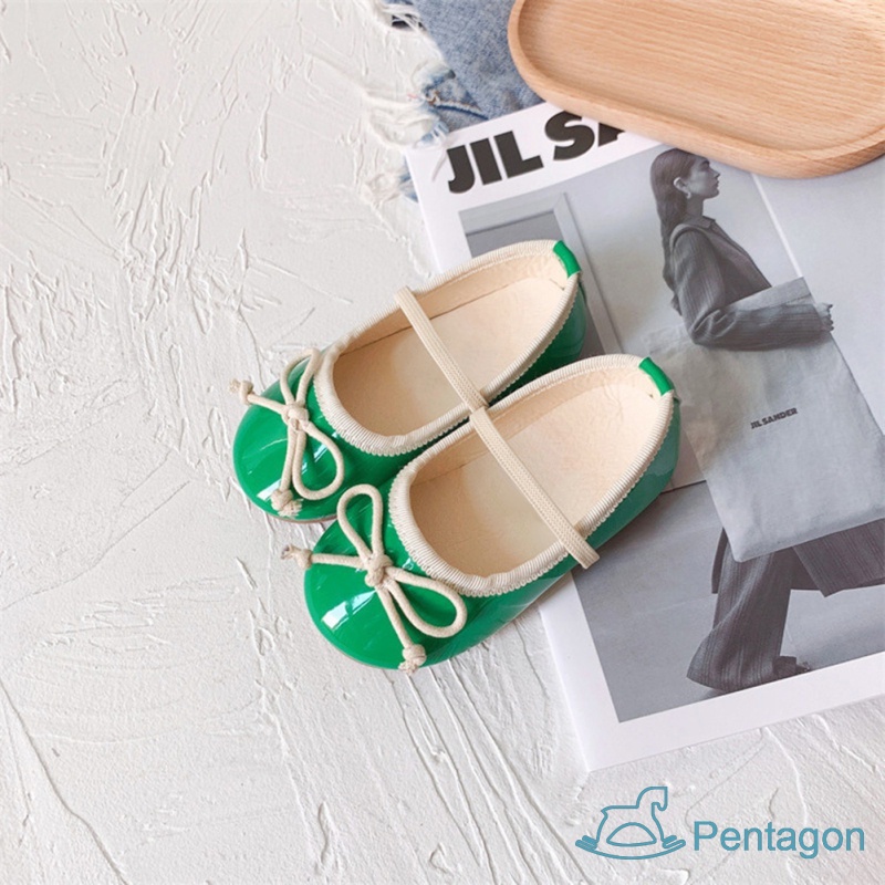 Giày Búp Bê Đế Mềm Đính Nơ Phong Cách Hàn Quốc Cho Bé Gái