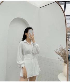 SET ÁO SƠMI CỘT EO KÈM QUẦN SHORT