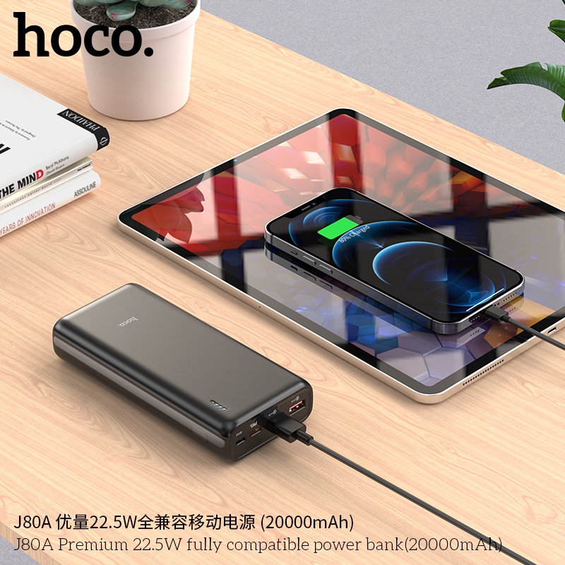 Sạc dự phòng 20000mAh Hoco J80A, sạc nhanh PD 22.5W - 5A - có đèn led hiển thị pin - Bảo hành 12 tháng