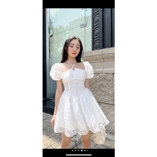 [Thanh lý]-Váy Somee Studio trắng vải hoa