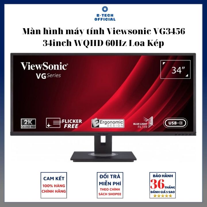 Màn hình máy tính Viewsonic VG3456 34inch WQHD 60Hz Loa Kép Bảo hành 36T