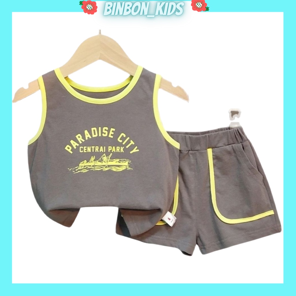 Bộ ba lỗ sát nách cho bé trai BINBON KIDS, bộ thể thao bé trai chất thun cotton cực mát cho bé từ 6 -28kg