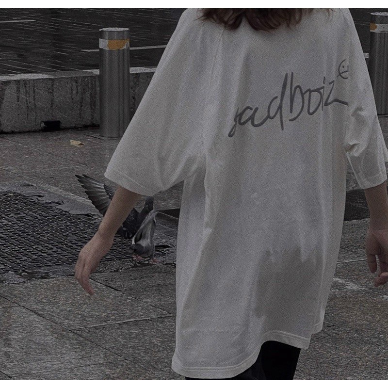 Áo thun tay lỡ form rộng unisex nam nữ mặc đều đẹp chữ 2 mặt hàng loại 1_sad boiz