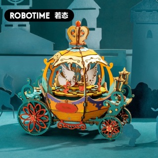 ( Ảnh thật) Mô hình lắp ráp hộp nhạc 3d Box music Robotime AM41 Pumpkin Carriage