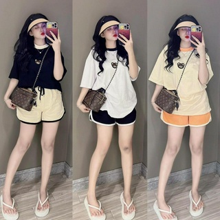 Set đồ bộ nữ đồ ngủ gấu quần đùi tay ngắn mặc ở nhà dạo phố