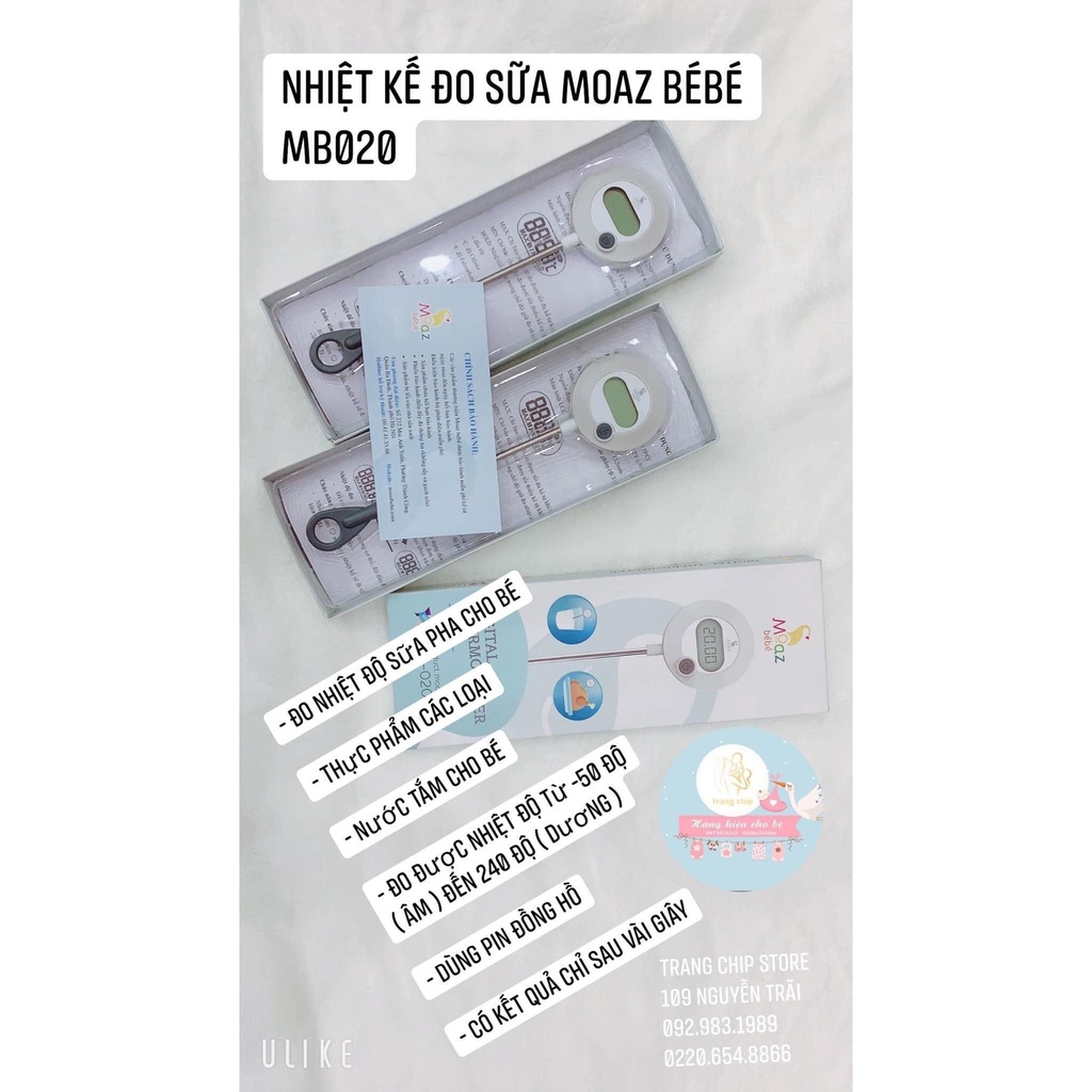 Nhiệt kế đo nhiệt độ sữa thông minh MOAZ BEBE MB-020 - Nhiệt kế đo nước pha sữa [BH CHÍNH HÃNG 12 THÁNG]