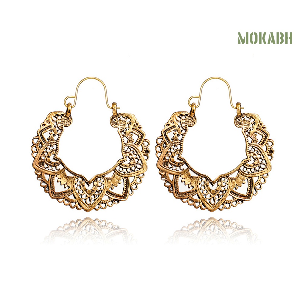 Bông Tai Hình Tròn Thiết Kế Đục Lỗ Thời Trang Vintage Cho Nữ