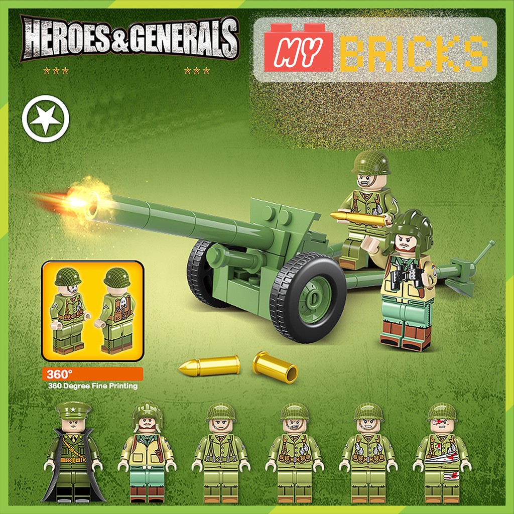 Combo 6 nhân vật lego Lính Mỹ Thế chiến 2 cực đẹp - Non lego - MR5076