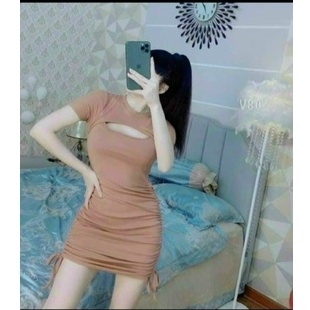 đầm body rút dây 2 bên cắt ngực cut out hở ngực sexy l