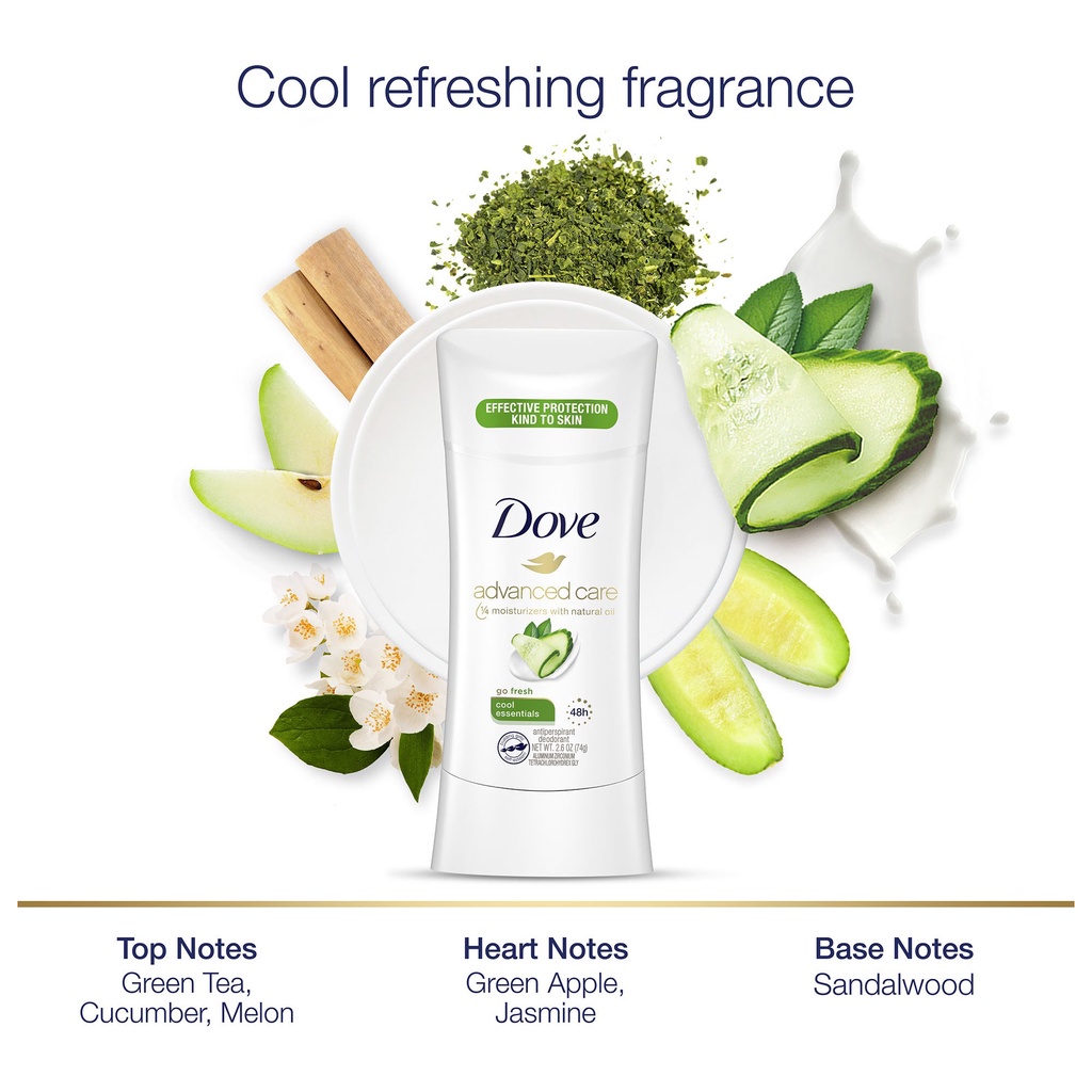 Lăn sáp khử mùi nữ Dove Invisible Advanced Care 74g Cool Essentials | Revive I Powder 74g - TD Shop