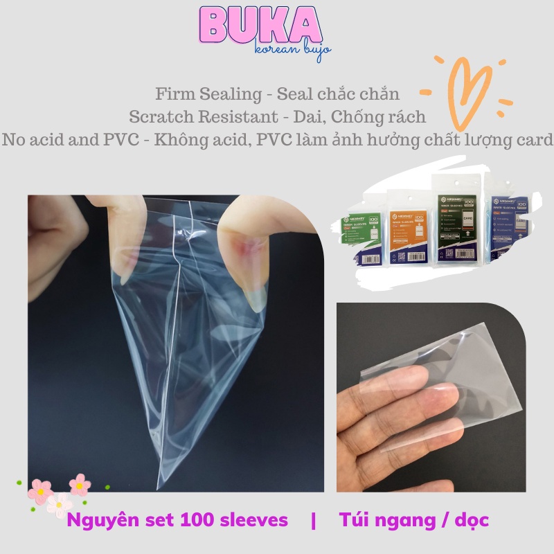 Sleeves đựng thẻ bài, postcard, photocard idol, anime, nhiều size Buka pack 100