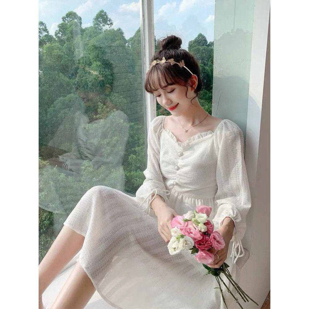 [CÓ FEEDBACK] Váy tiểu thư ulzzang khuy ngọc cao cấp - V13 - jannahouse