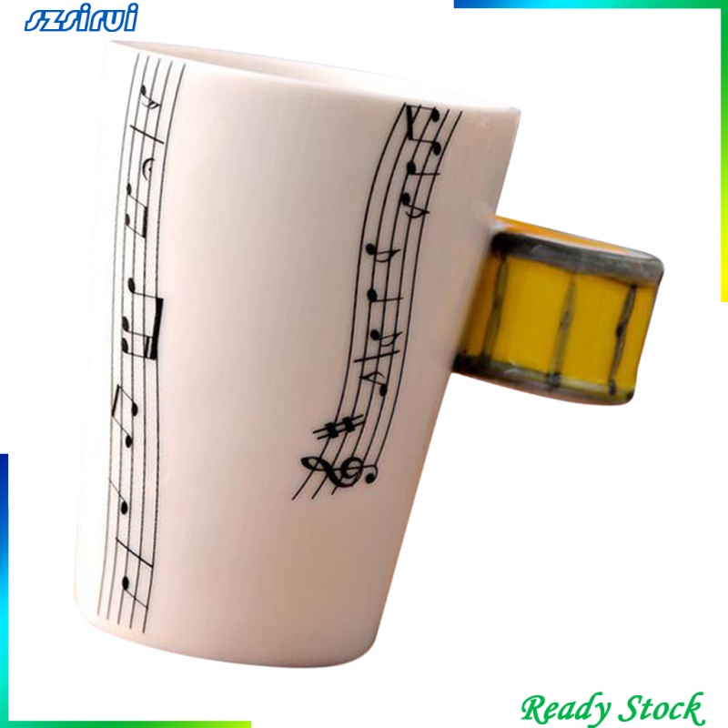 Cốc Sứ Uống Cà Phê Hình Đàn Guitar Màu Đen Sáng Tạo