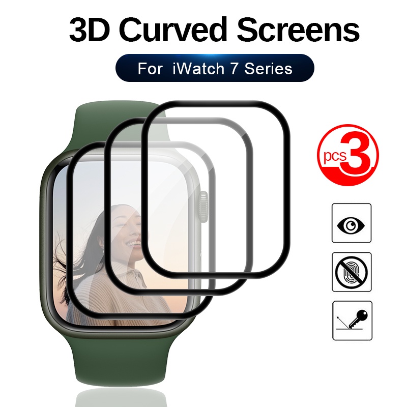 Set 3 miếng dán bảo vệ màn hình thích hợp cho đồng hồ Apple Watch 7 Series 41mm 45mm I Watch7 IWatch7 41 45 Mm 3D