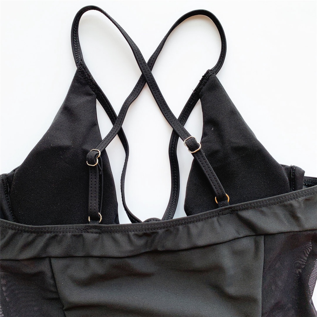 Đồ Bơi Một Mảnh Phối Lưới Màu Đen Gợi Cảm Cho Nữ