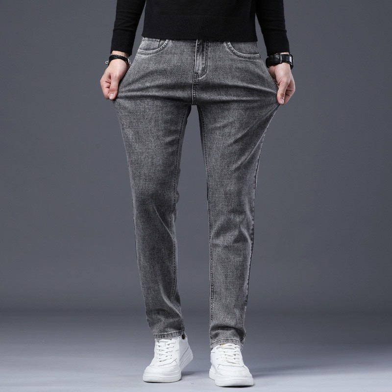 Quần jean nam màu XÁM vải cao cấp không phai giữ phom,VNXK quần dáng côn co giãn nhẹ | BigBuy360 - bigbuy360.vn