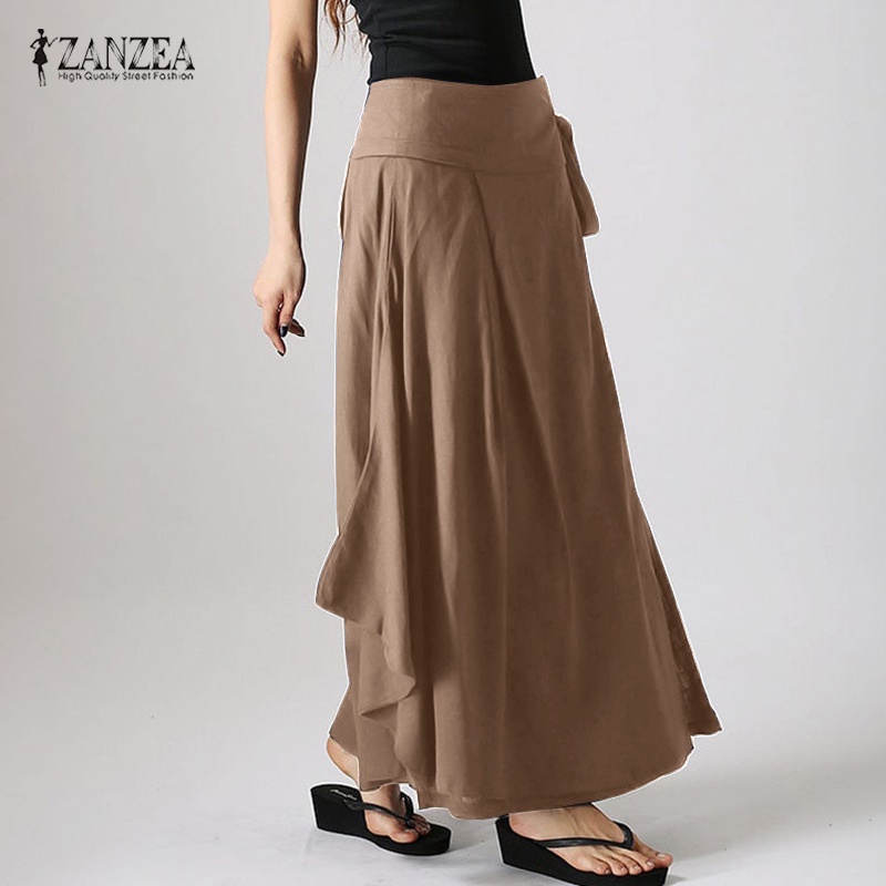 Chân váy Zanzea lưng cao xếp ly thời trang Châu Âu vintage cho nữ