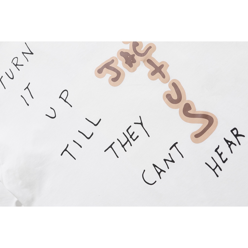 Áo thun cổ tròn ngắn tay dáng rộng phong cách Travis Scott Cactus Jack Sun Stickman phong cách đường phố Âu Mỹ