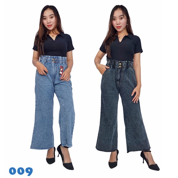 Quần Culottes Jean Mẫu Gà Borjus Đáy Quần Rawis Màu Xanh Tuyết Và Đen Tiêu Chuẩn Size Jumbo Có Thể Ăn Mặc Ở Nhà | Mã 009