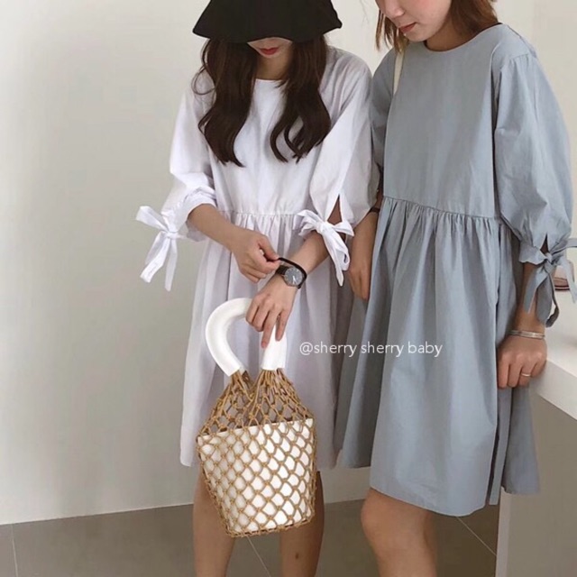 ☘️Váy thô baby doll xoè tầng cổ chéo Ulzzang style☘️ Hàng Quảng Châu