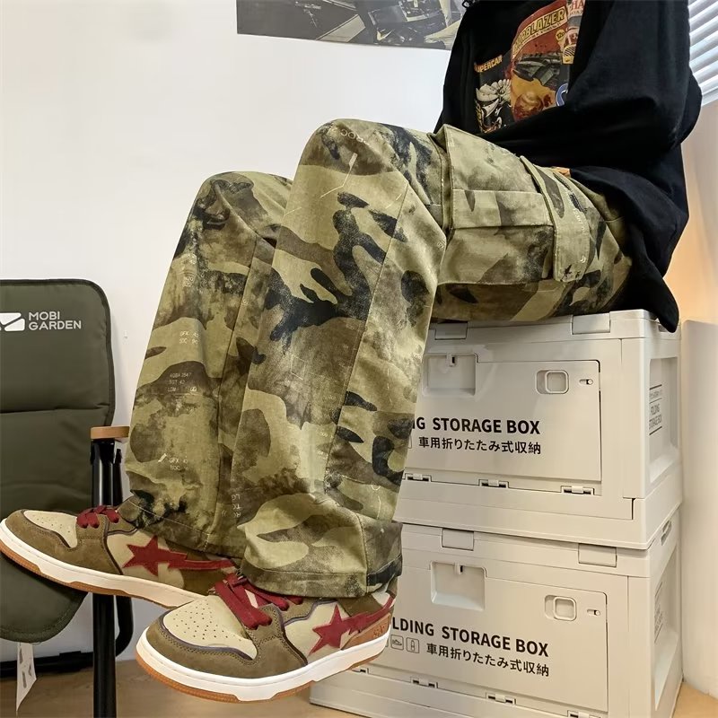 Quần Dài Dáng Suông Rộng Họa Tiết Rằn Ri Cá Tính Thời Trang Phong Cách Hàn Quốc Cho Nam