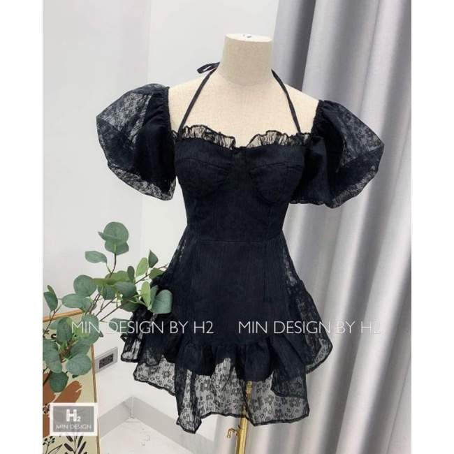 Váy voan kính tay bồng