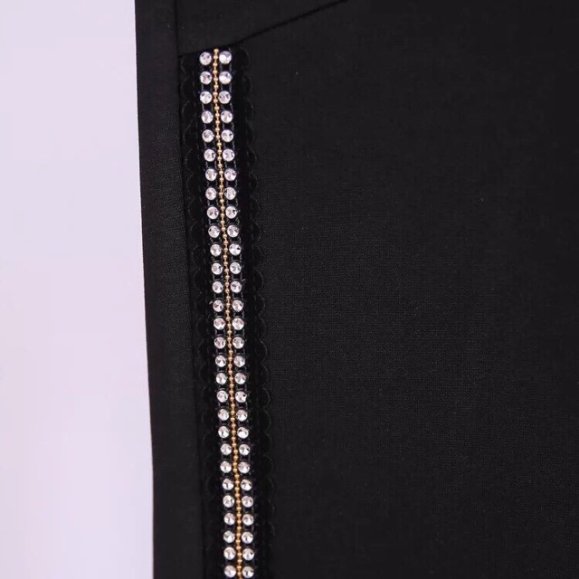 Quần legging thun đen big size viền đá 2 bên size 60-90kg
