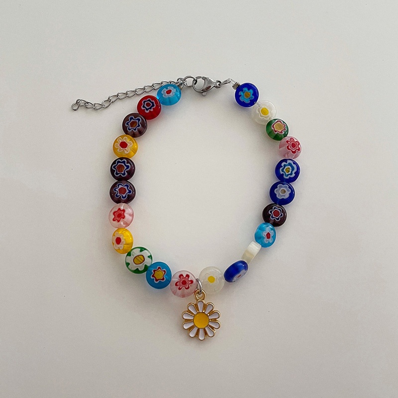 Vòng Đeo Tay Chuỗi Hạt Nhựa Acrylic Nhiều Màu Hình Hoa Cúc Ngọt Ngào Cho Nữ