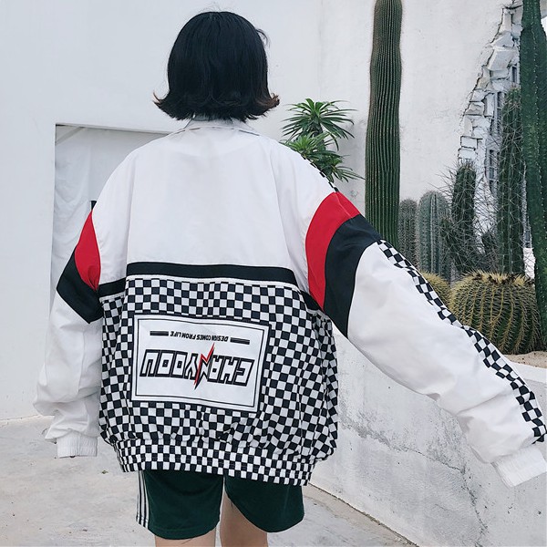 [CÓ SẴN] Áo khoác dù hot trend caro ulzzang trắng#504