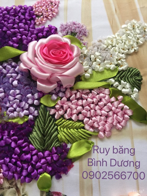 Tranh thêu Ruy băng 50x50cm