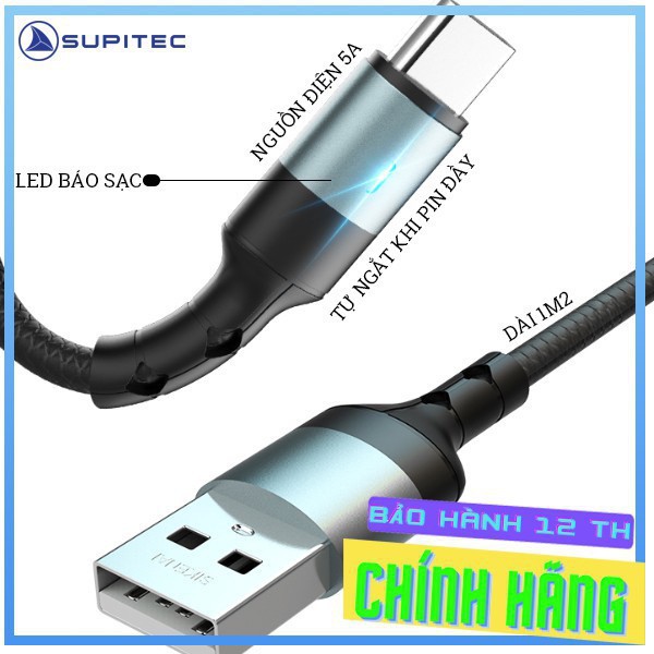 CÁP TỰ NGẮT SUPITEC HỖ TRỢ SẠC NHANH 5A ,TỰ NGẮT KHI THIẾT BỊ ĐẦY PIN , Bảo hành 12 tháng 1 đổi 1 , MODEL CX8 ,