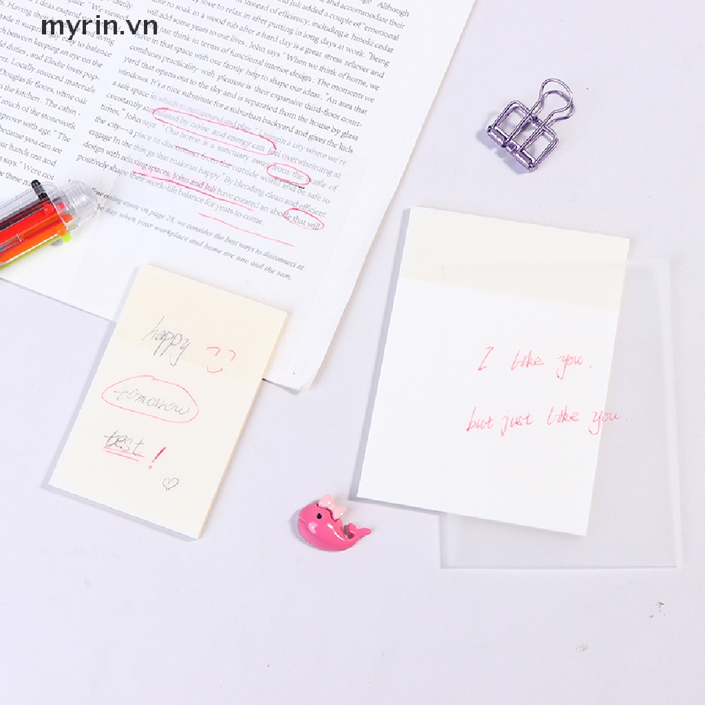 Set 50 Tờ Giấy Ghi Chú Trong Suốt Không Thấm Nước