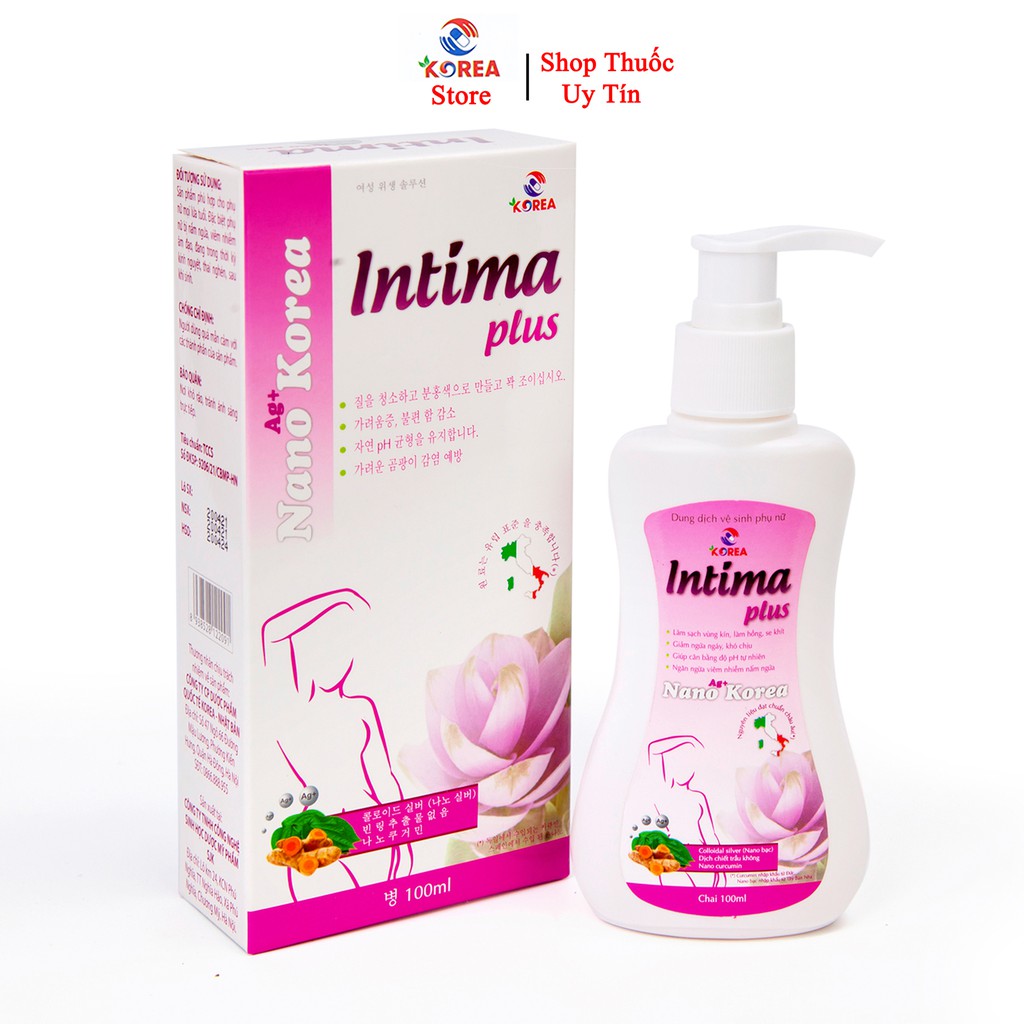 Dung dịch vệ sinh phụ nữ Intima plus, nước rửa phụ khoa giúp làm sạch nhẹ nhàng kháng khuẩn khử mùi hôi, duy trì độ ẩm.