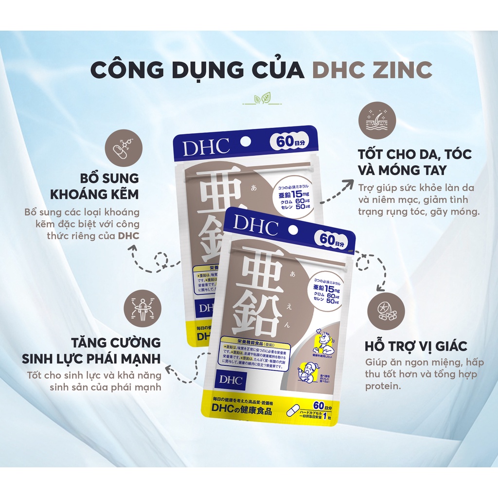 Viên uống Bổ sung Kẽm DHC Zinc 30 Ngày (30 Viên)