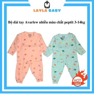 `Bộ thun dài tay Avarlew nhiều màu hình dễ thương chất peptit mềm, mịn, mát cho bé trai, bé gái sơ sinh từ 3-14kg