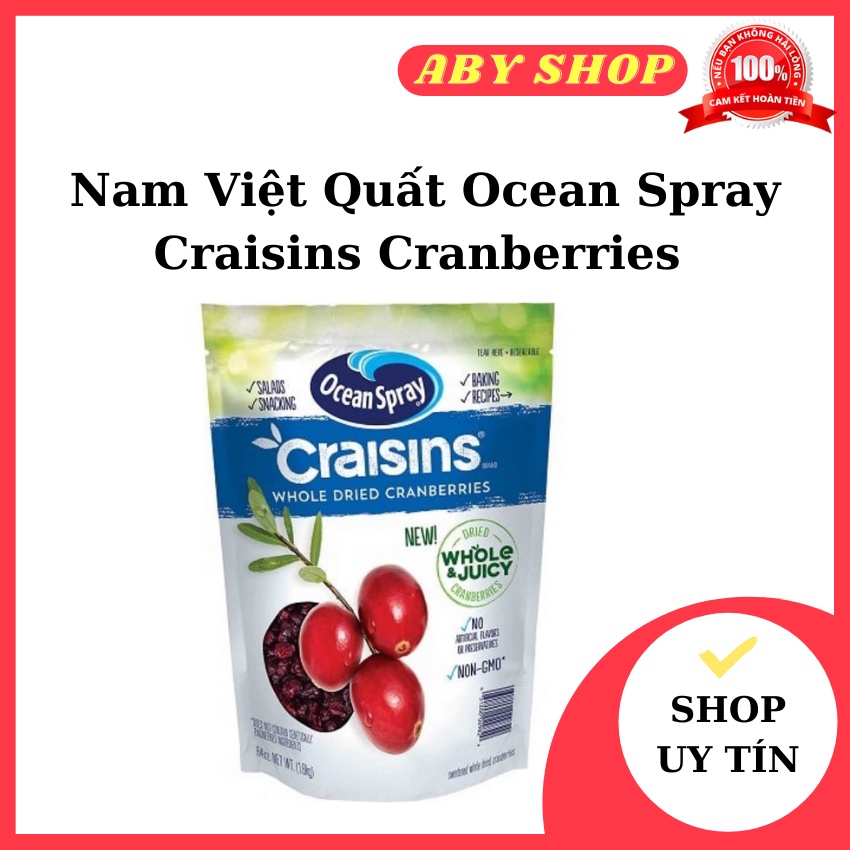 Nam Việt Quất Ocean Spray Craisins Cranberries ⚡ GIÁ TỐT NHẤT ⚡ 100g việt quất khô dẻo dẻo, dai dai rất ngon miệng