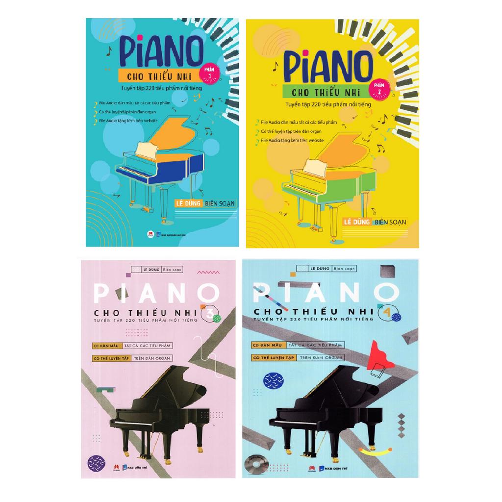 Sách - Combo Piano Cho Thiếu Nhi - Tuyển Tập 220 Tiểu Phẩm Nổi Tiếng ( 4 quyển) tái bản