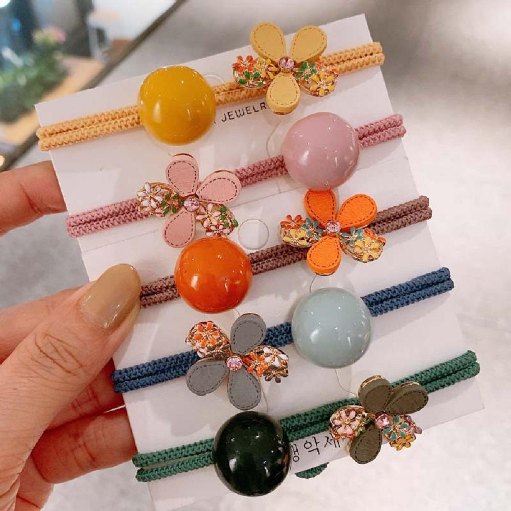 Dây Cột Tóc Cao Su Co Giãn Đính Hạt Dễ Thương