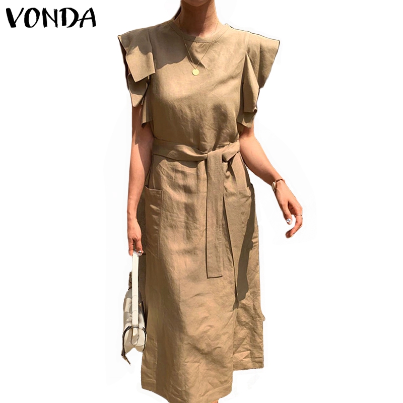 Đầm Dài Không Tay VONDA Phối Đai Thắt Lưng Thời Trang Mùa Hè Cho Nữ