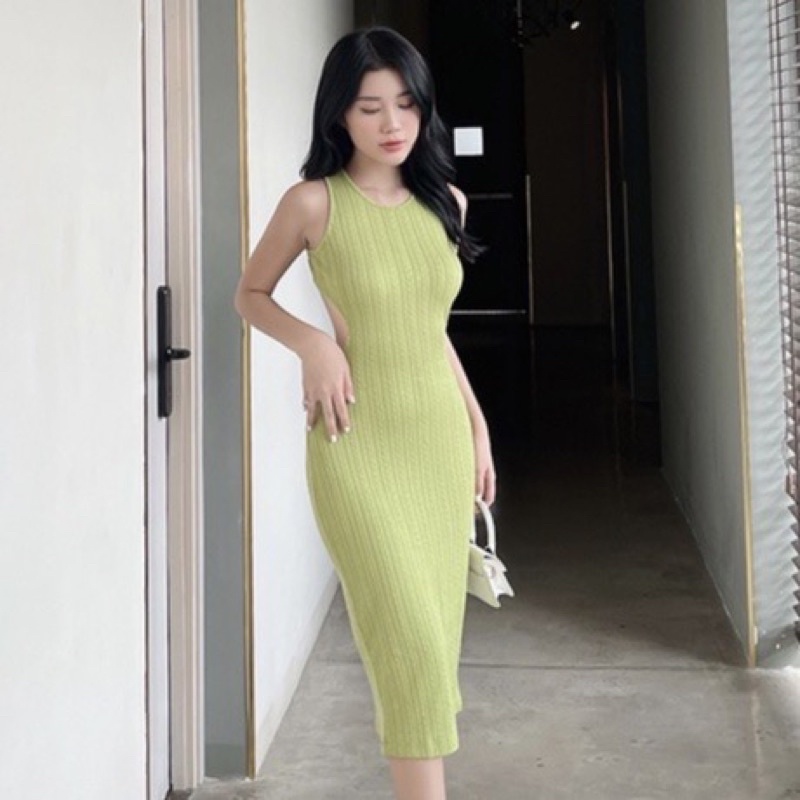 Đầm body sát nách 3 lỗ tôn eo tôn dáng hở lưng 2 màu sexy Sun Fashion