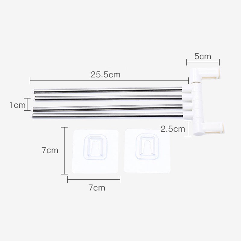 Giá kệ treo khăn dán tường nhà tắm 4 thanh inox xoay phù hợp mọi không gian _T89