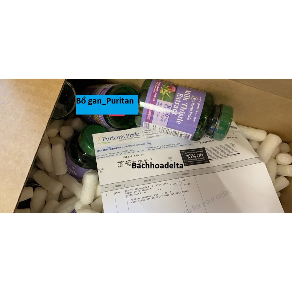 Viên Uống Bổ Gan Chiết Xuất Từ Cây Kế Sữa Puritan's Pride Milk Thistle Extract 1000mg