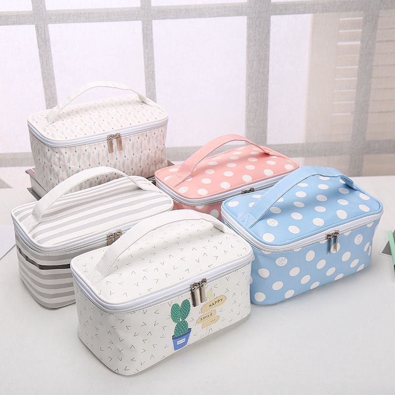Multi-function fabric cosmetic bag for women