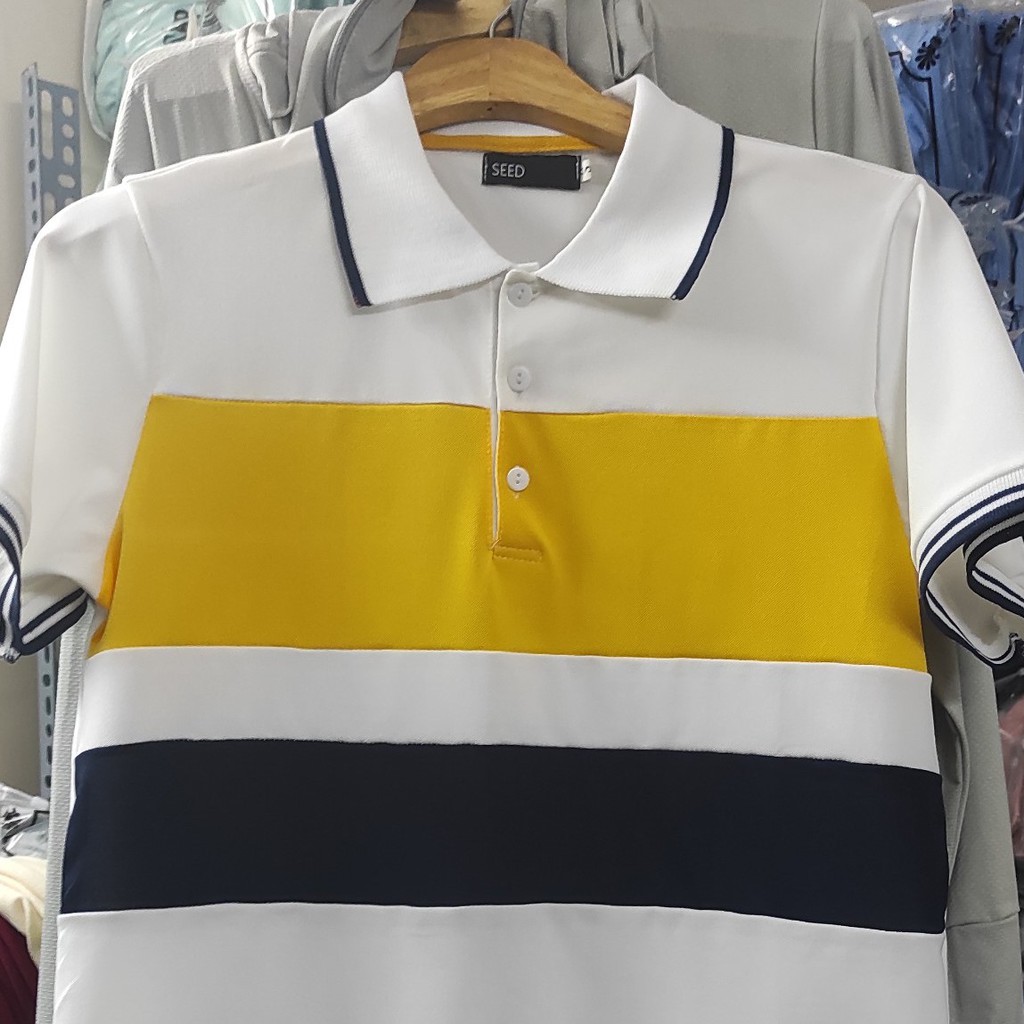 Áo Polo nam phối ngang vải cá sấu Cotton Trắng cổ bẻ xuất xịn,chuẩn form trẻ trung, thanh lịch. Áo POLO SEED | BigBuy360 - bigbuy360.vn