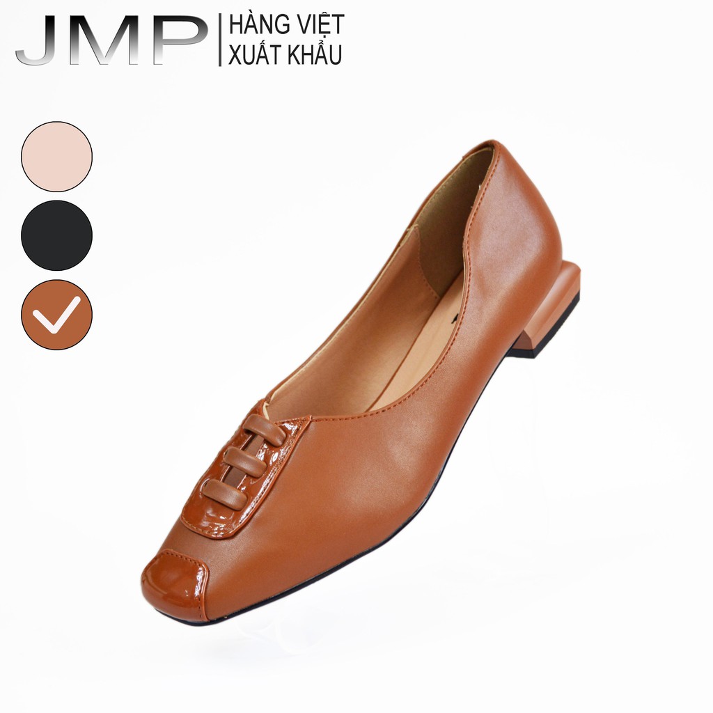 JMP - Giày búp bê nữ da bóng cao 3cm - AH249