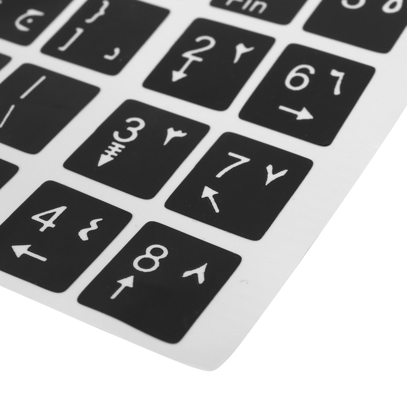 White Letters Arabic English Keyboard Sticker Decal Black for Laptop PC