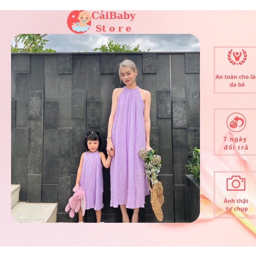 Váy Maxi Cổ Yếm cho Mẹ và Bé cưng Xỉu Siêu Hot